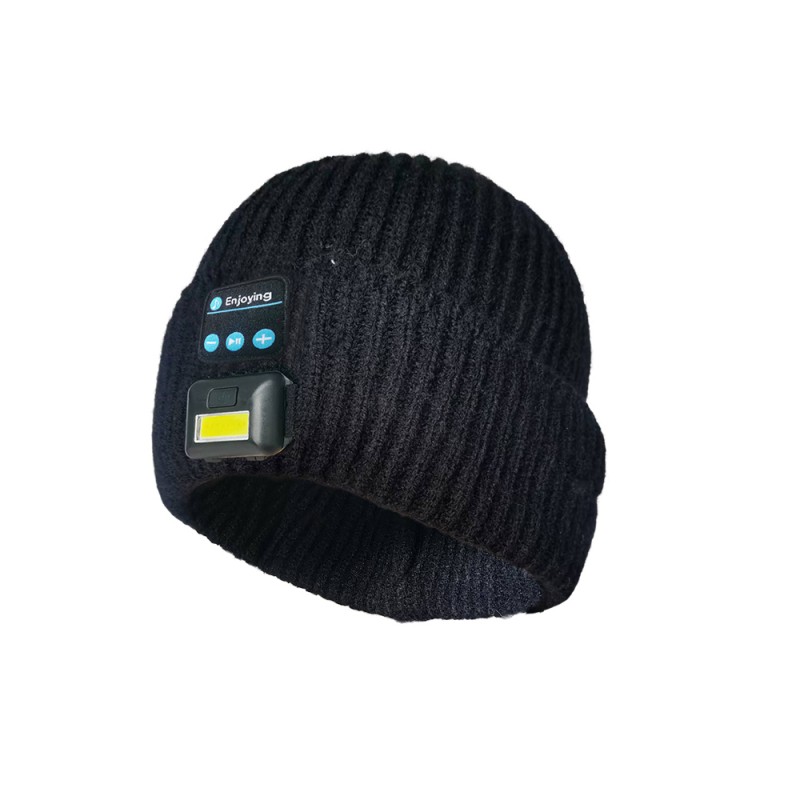Auriculares con sombrero de gorro de bluetooth negros con iluminado